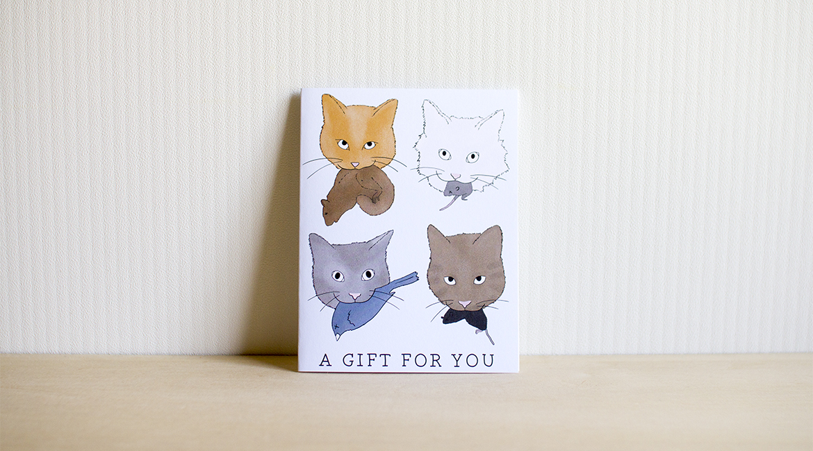 ネコのプレゼントポストカード